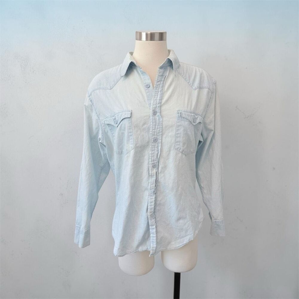 No Excuse Vintage 90s Western Denim Shirt Button Down Medium Yoke